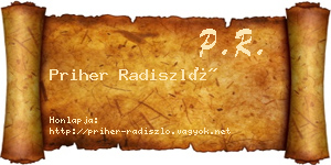 Priher Radiszló névjegykártya